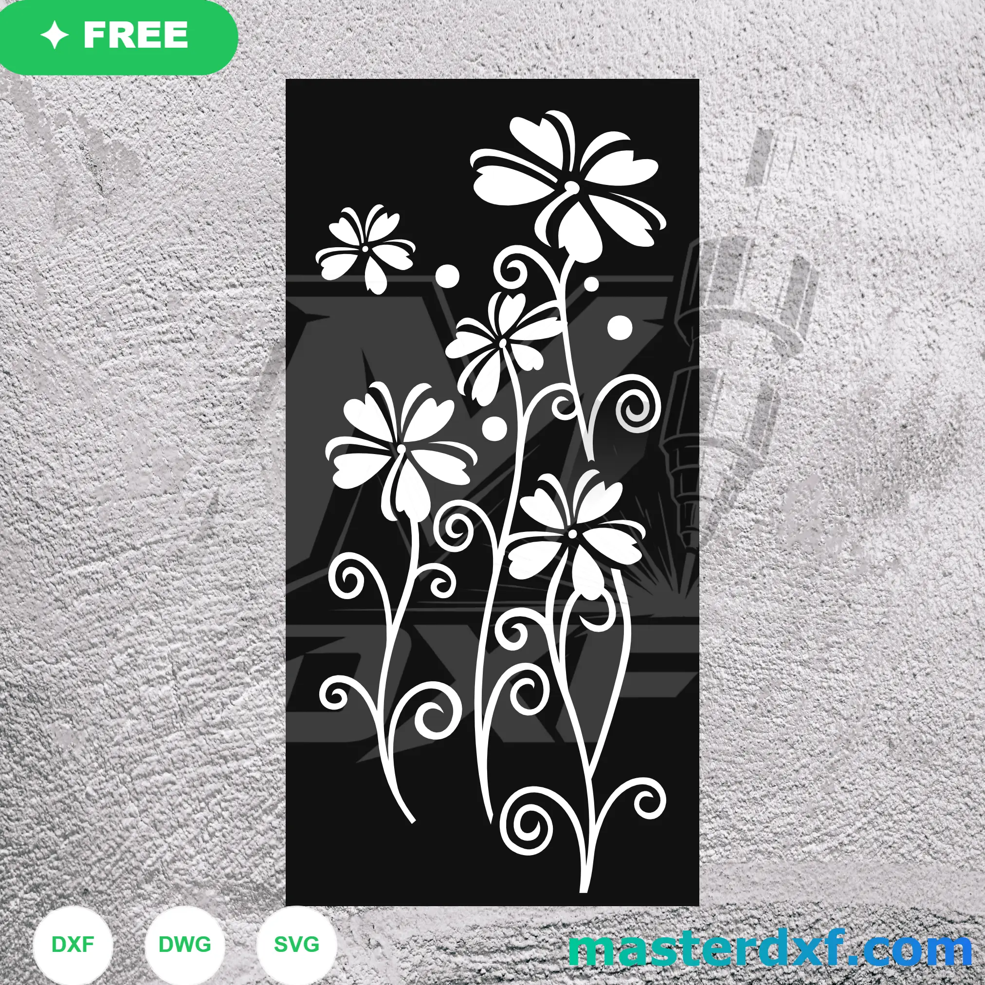 Wildflower Stem DXF Design for Botanical Garden Screens DXF File